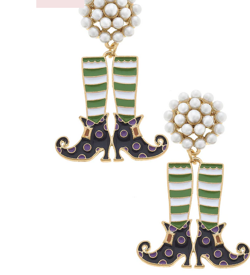 Halloween Witch Stocking & Shoes Earrings