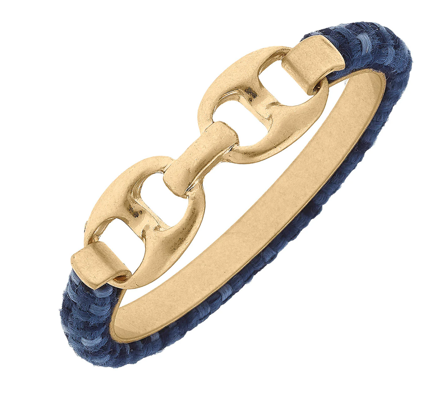 Navy Tweed Gold Bangle
