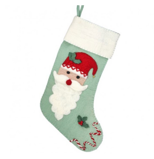 Green Felt Stocking with Santa