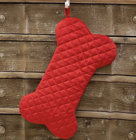 Red Quilted Dog Bone Stocking