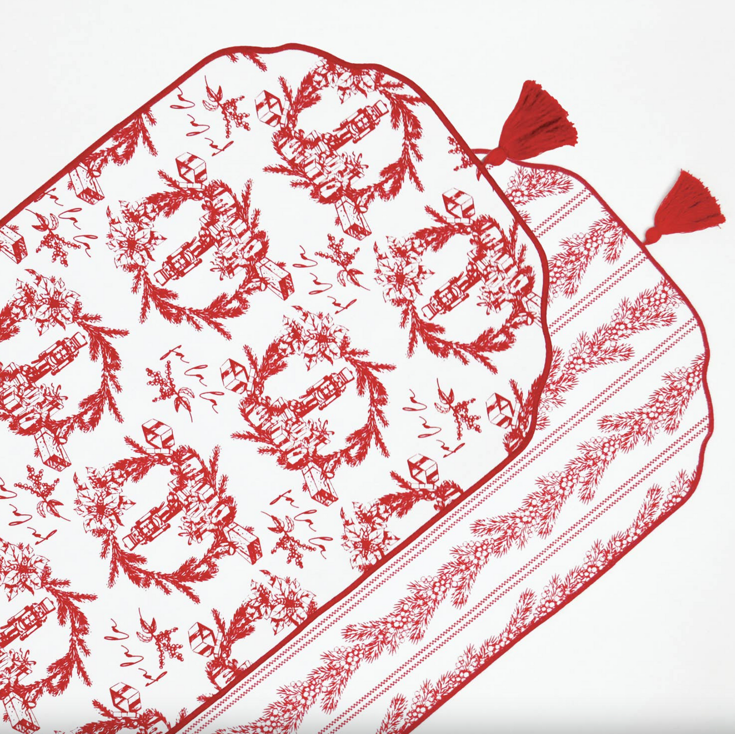 Red Toile Reversible Table Runner