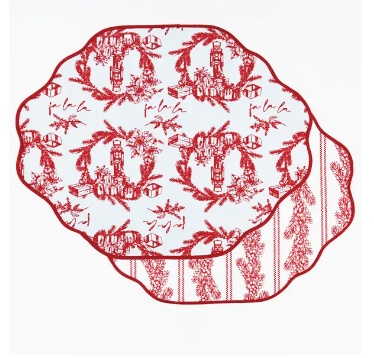 Red Nutcracker Toile Reversible Placemats - Set of 4