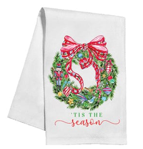 Tis The Season Wreath Kitchen Towel