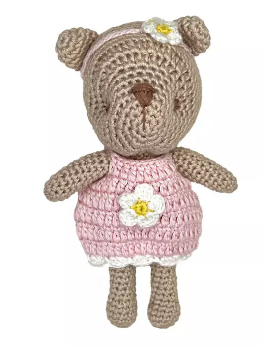 Zubels - Bear Crochet Rattle Pink