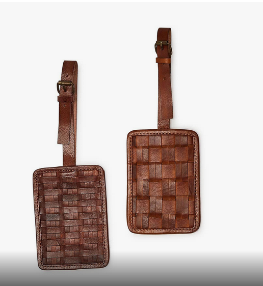 Woven Leather Luggage Tag