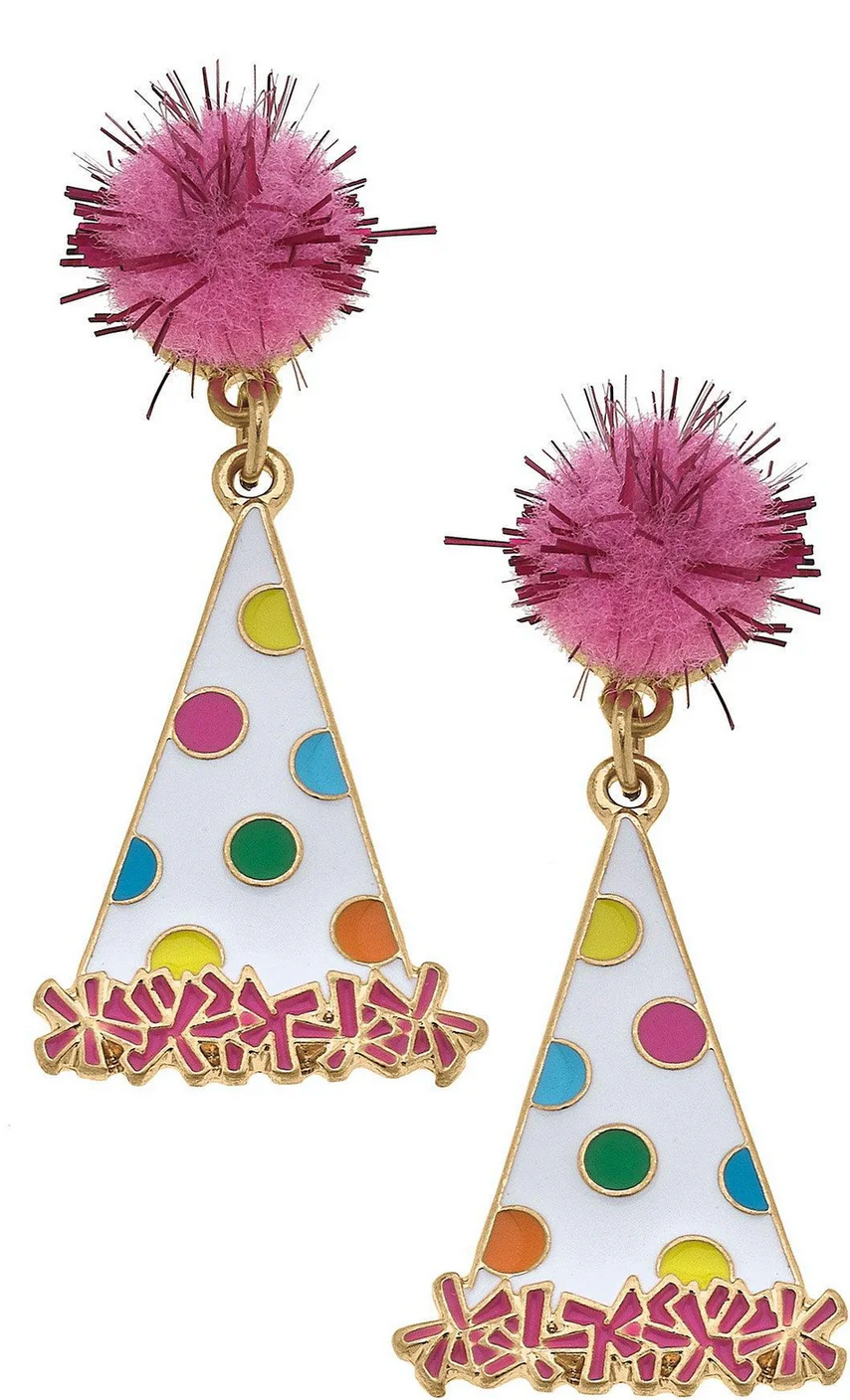 Polka Dot Party Hat Earrings