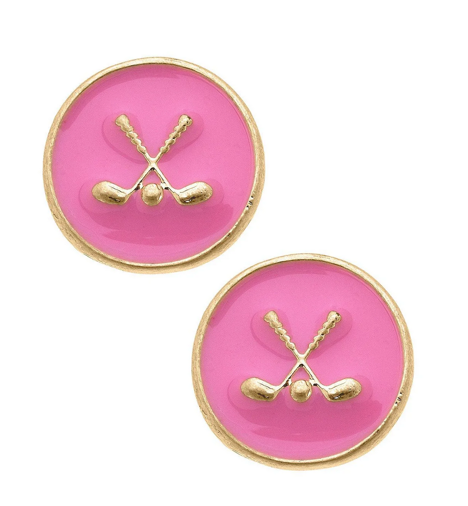 Pink Golf Earrings