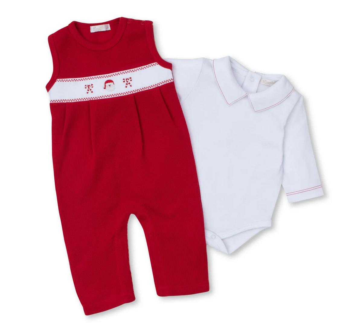 Kissy Kissy - Santa Overall with White Onesie Set