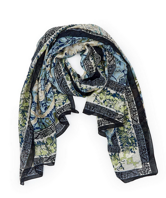 Blue Green and Black Statue Scarf