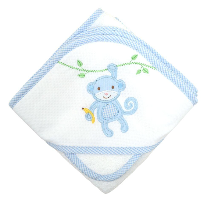 Blue Monkey Hooded Towel and Washcloth Set