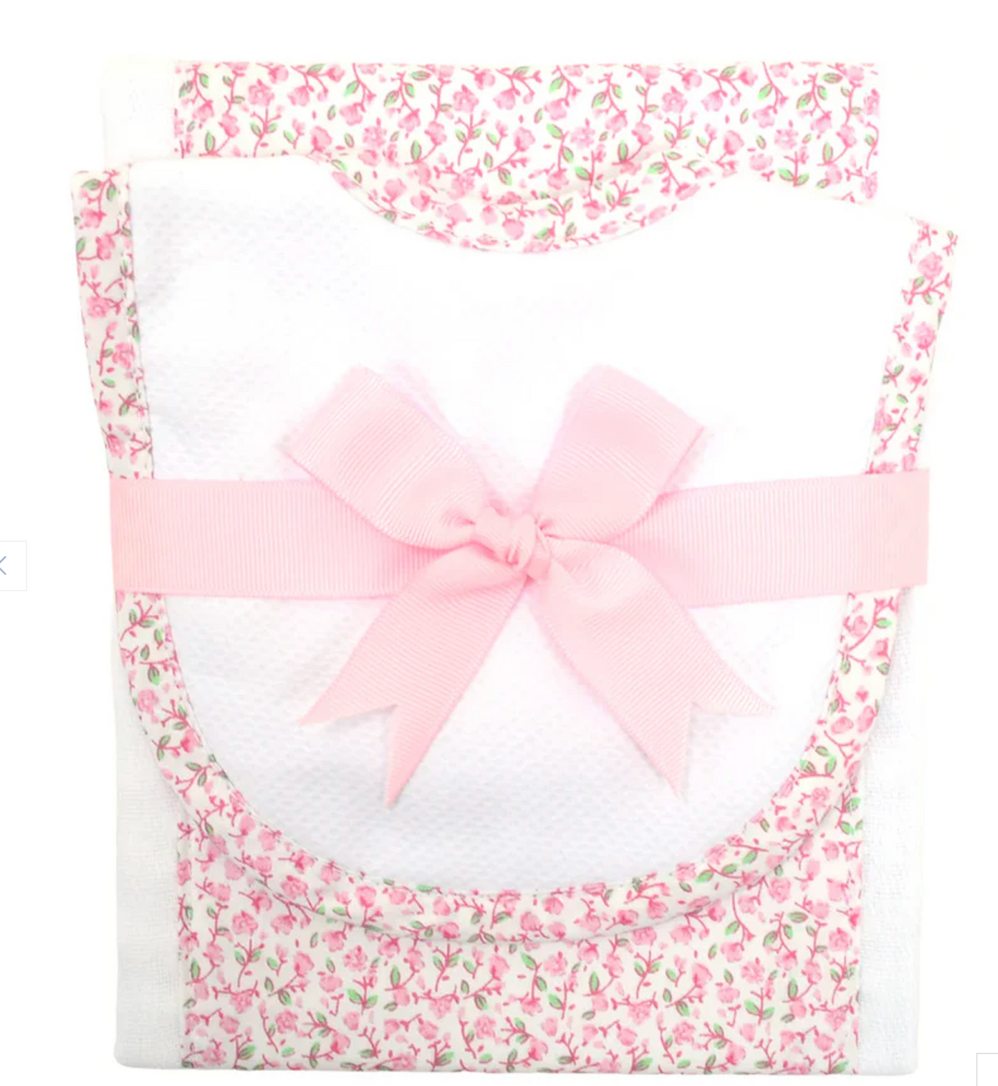 3 Marthas - Pink Seersucker Bib and Burp Set