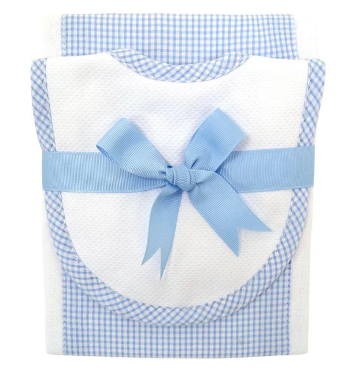 3 Marthas - Pink Seersucker Bib and Burp Set