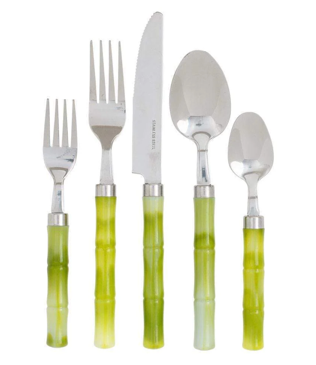 Green Bamboo Cutlery Set