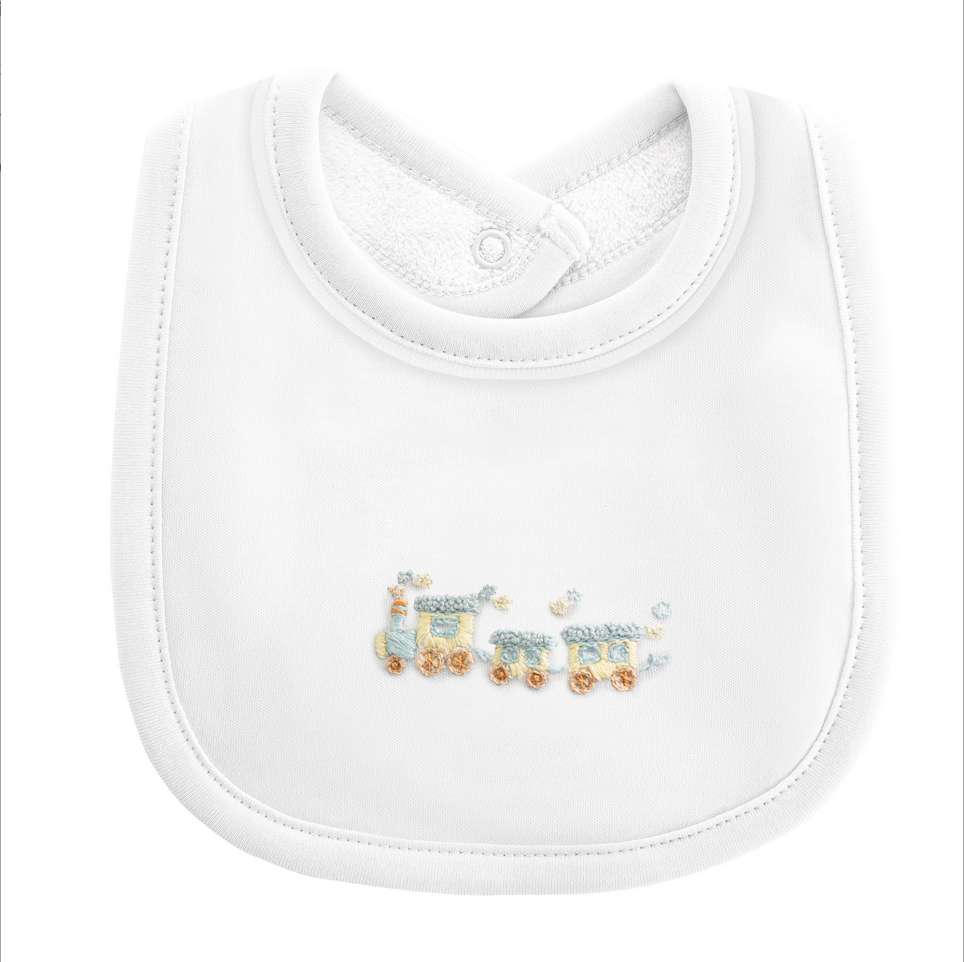 Baby Club Chic - Embroidered Bib with Trim - Multiple designs