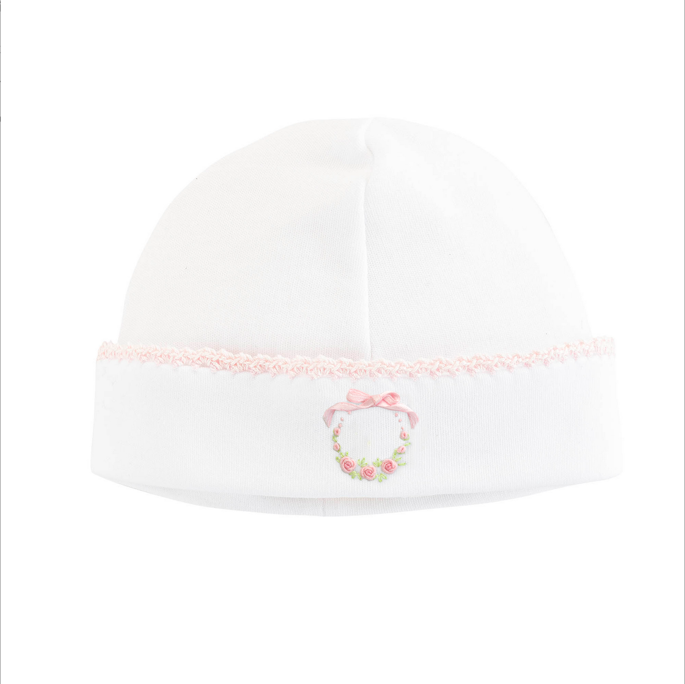 Baby Club Chic - Bows and Roses - Hat with Pink Crochet Trim