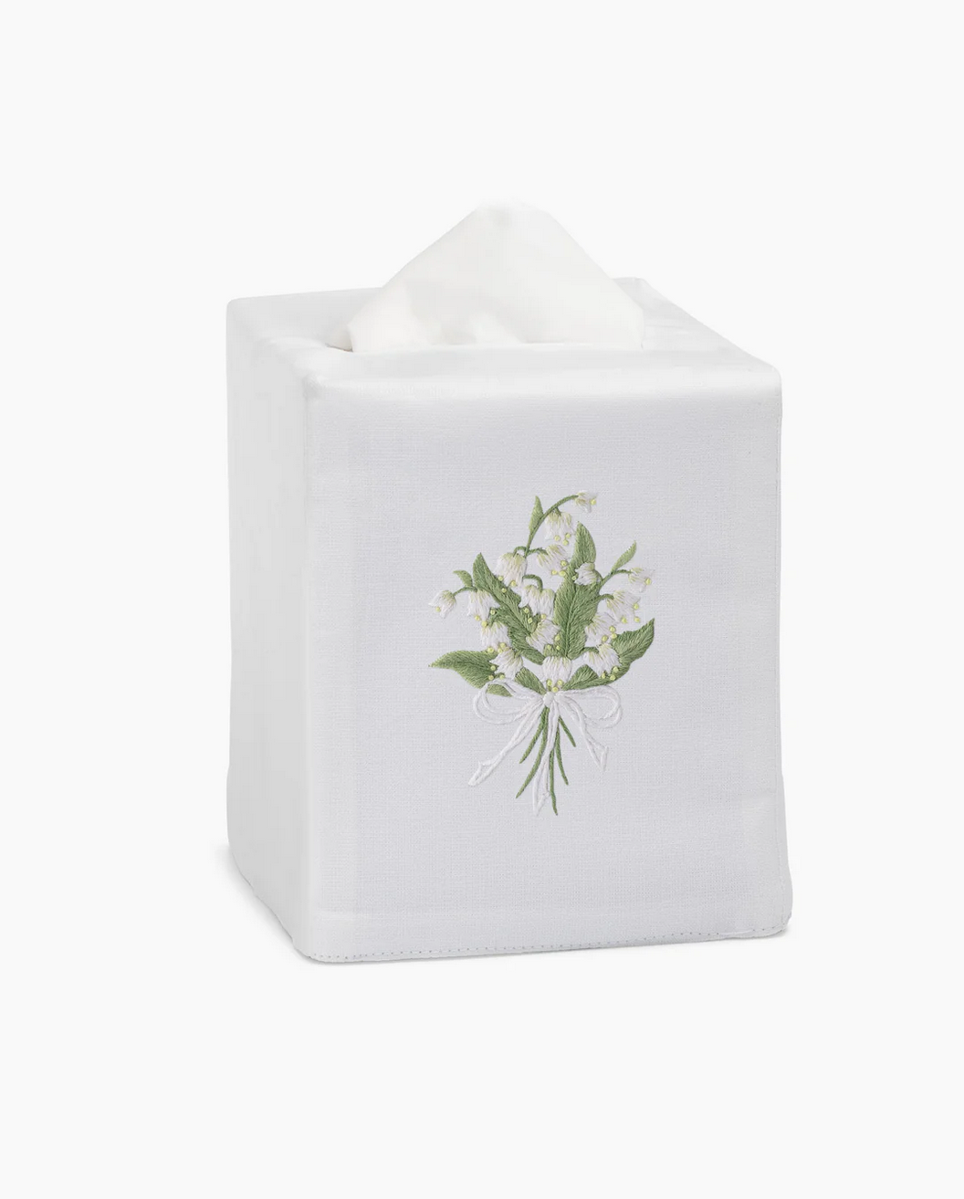 Henry Handwork - Hand-Embroidered Tissue Box Cover - Lily of the Valley