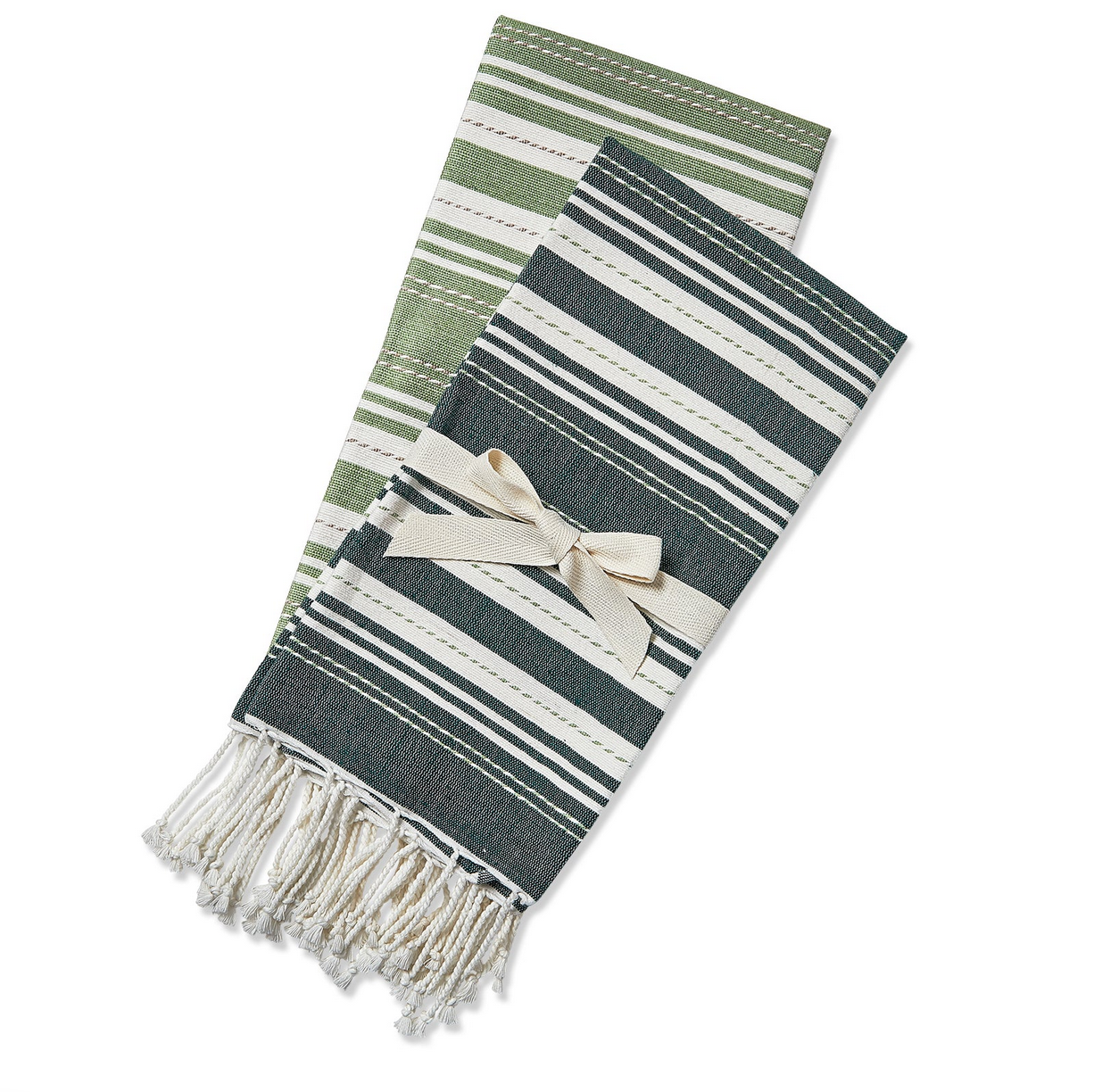 Green Striped Kitchen Towel - Set of 2