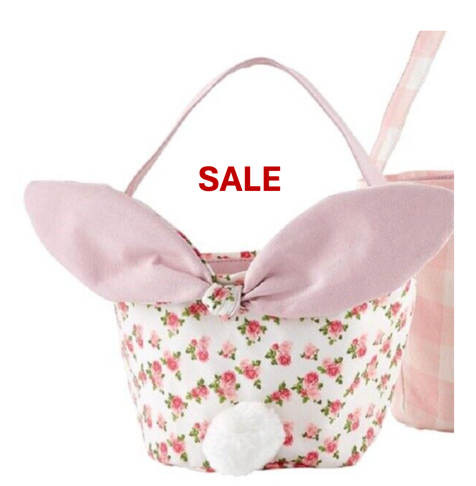 Pink Floral Easter Basket with Bunny Ears