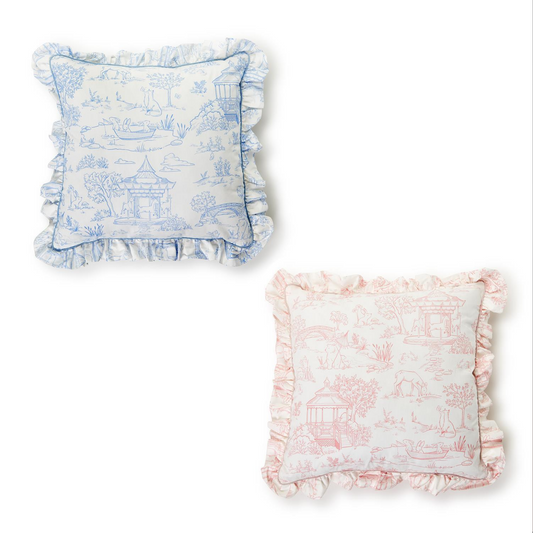 Baby Animal Toile Decorative Pillow - Pink or Blue