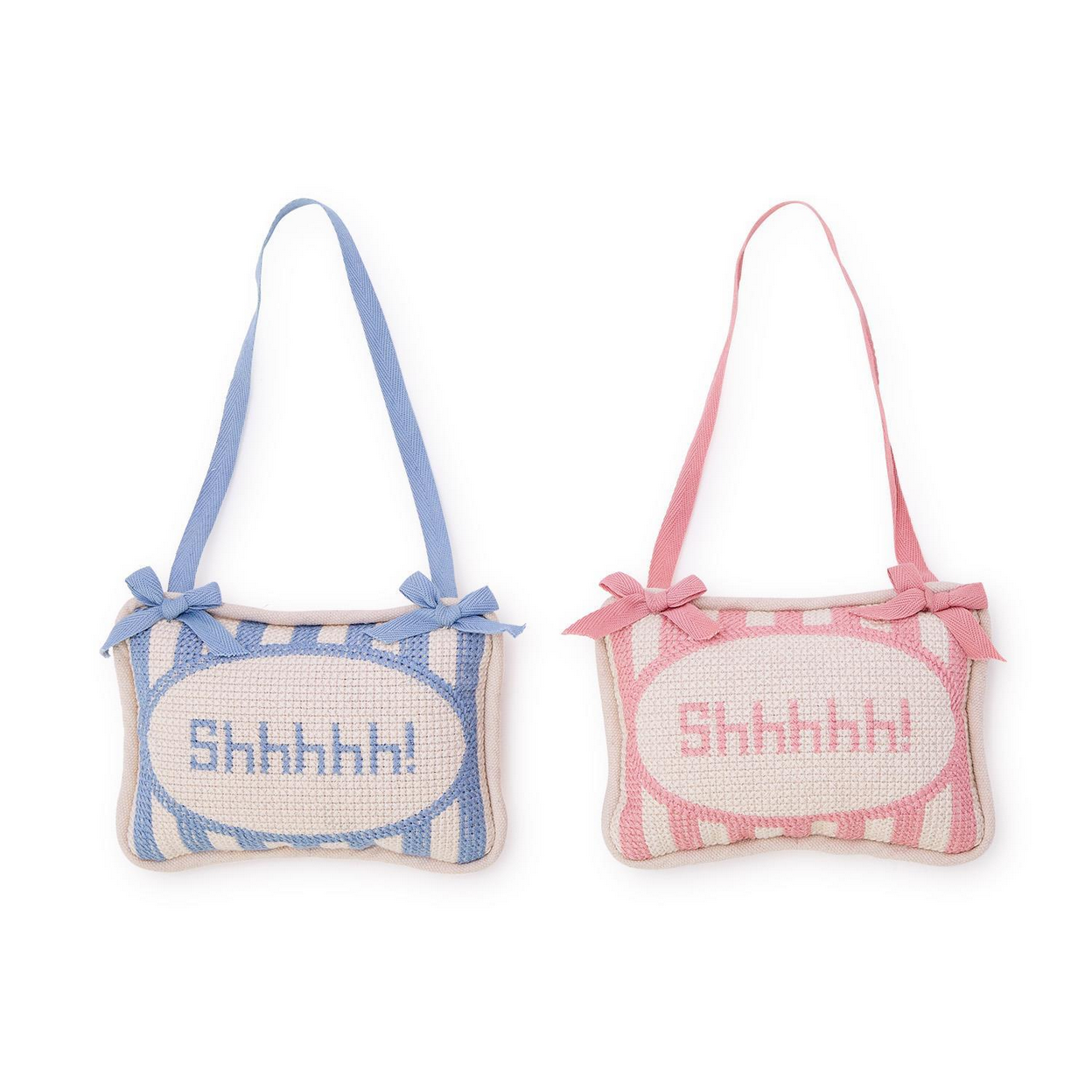 Shhh! Embroidered Pillow Door Hanger