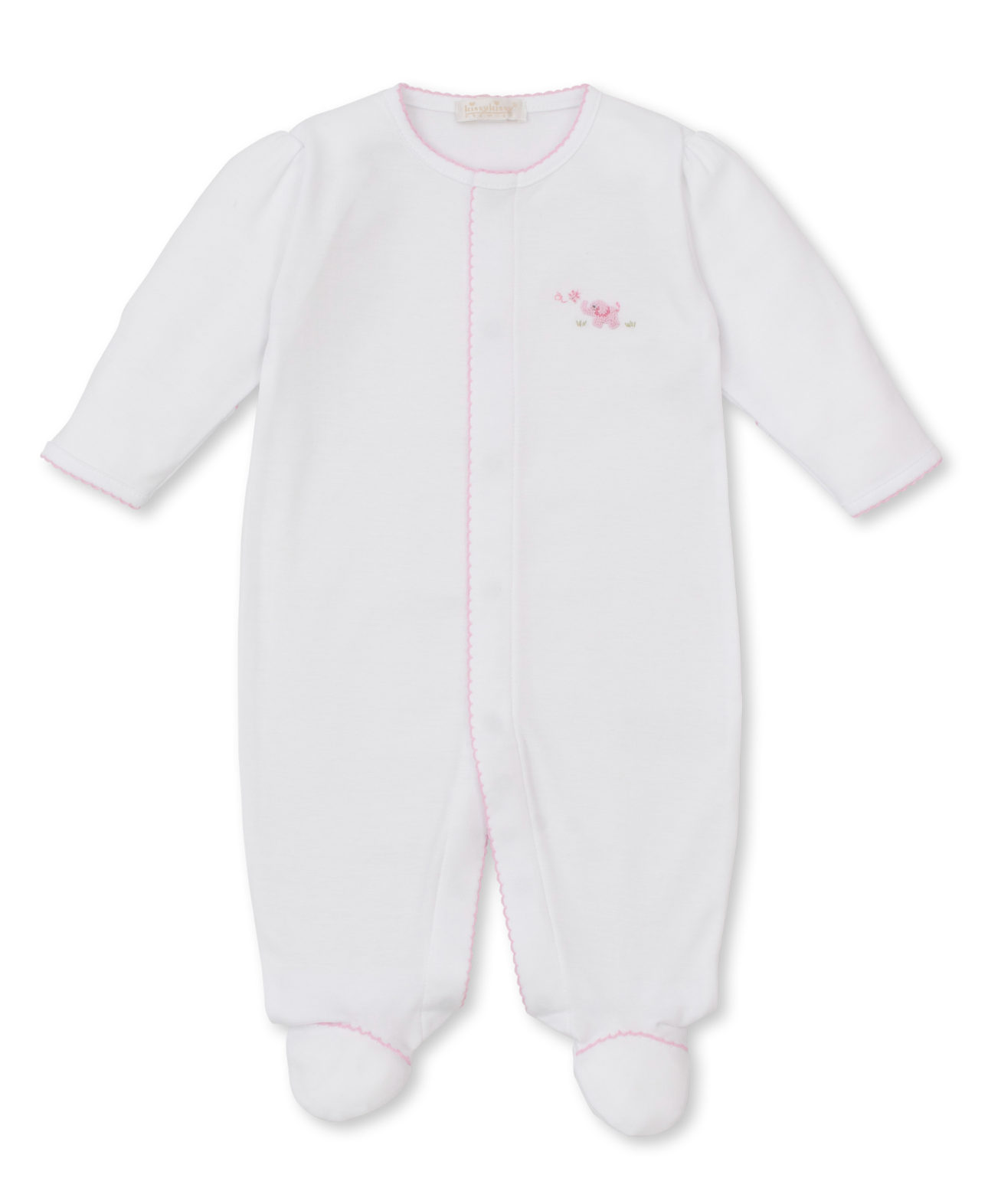 Kissy Kissy - Footie with Hand Embroidered Elephants - Three Colors