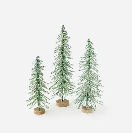 Lit Green Tinsel Tree