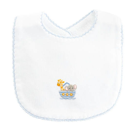 Baby Club Chic - Embroidered Noah's Ark - Bib - Pink or Blue