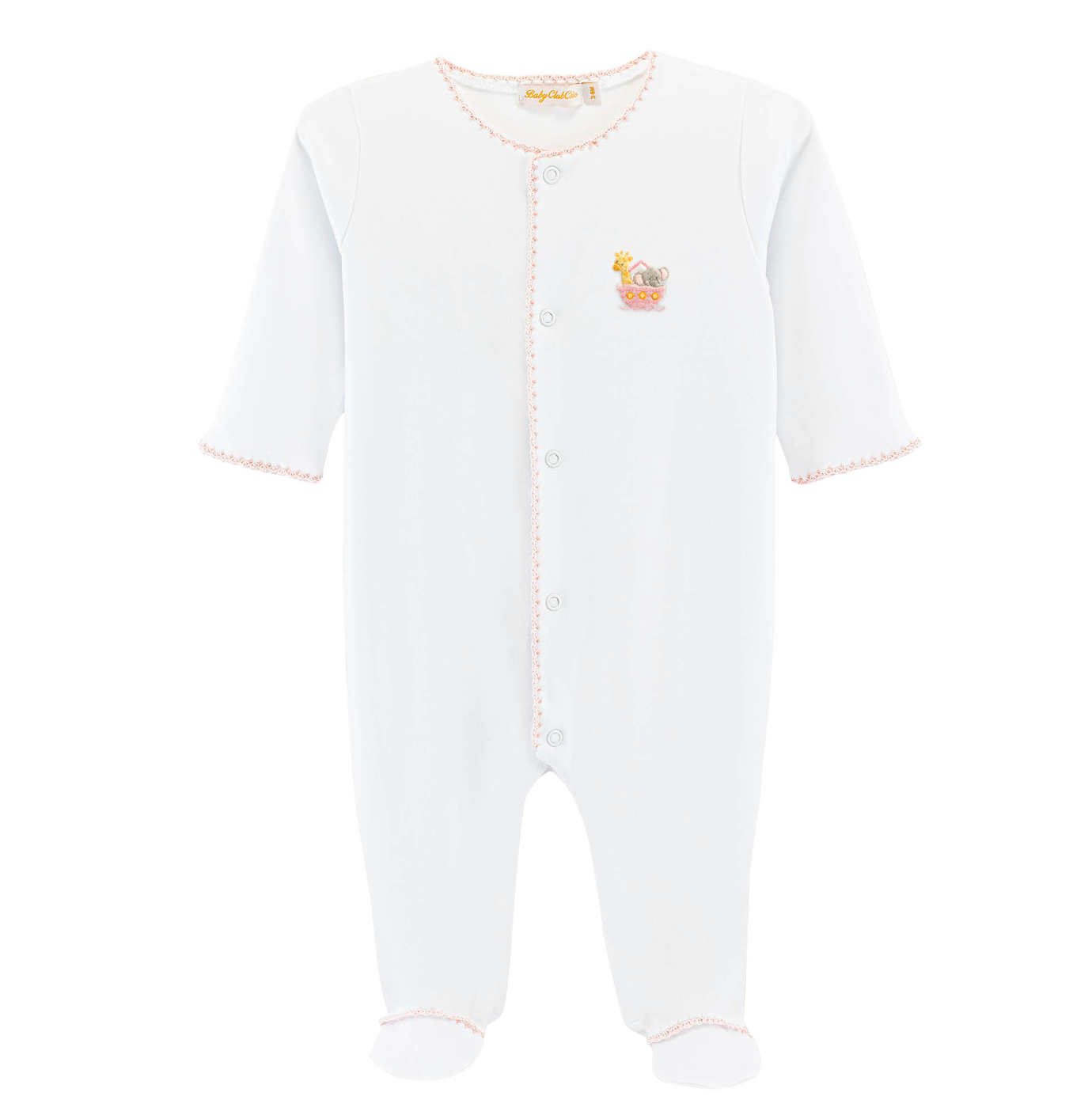 Baby Club Chic - Embroidered Noah's Ark - Footie - Pink or Blue