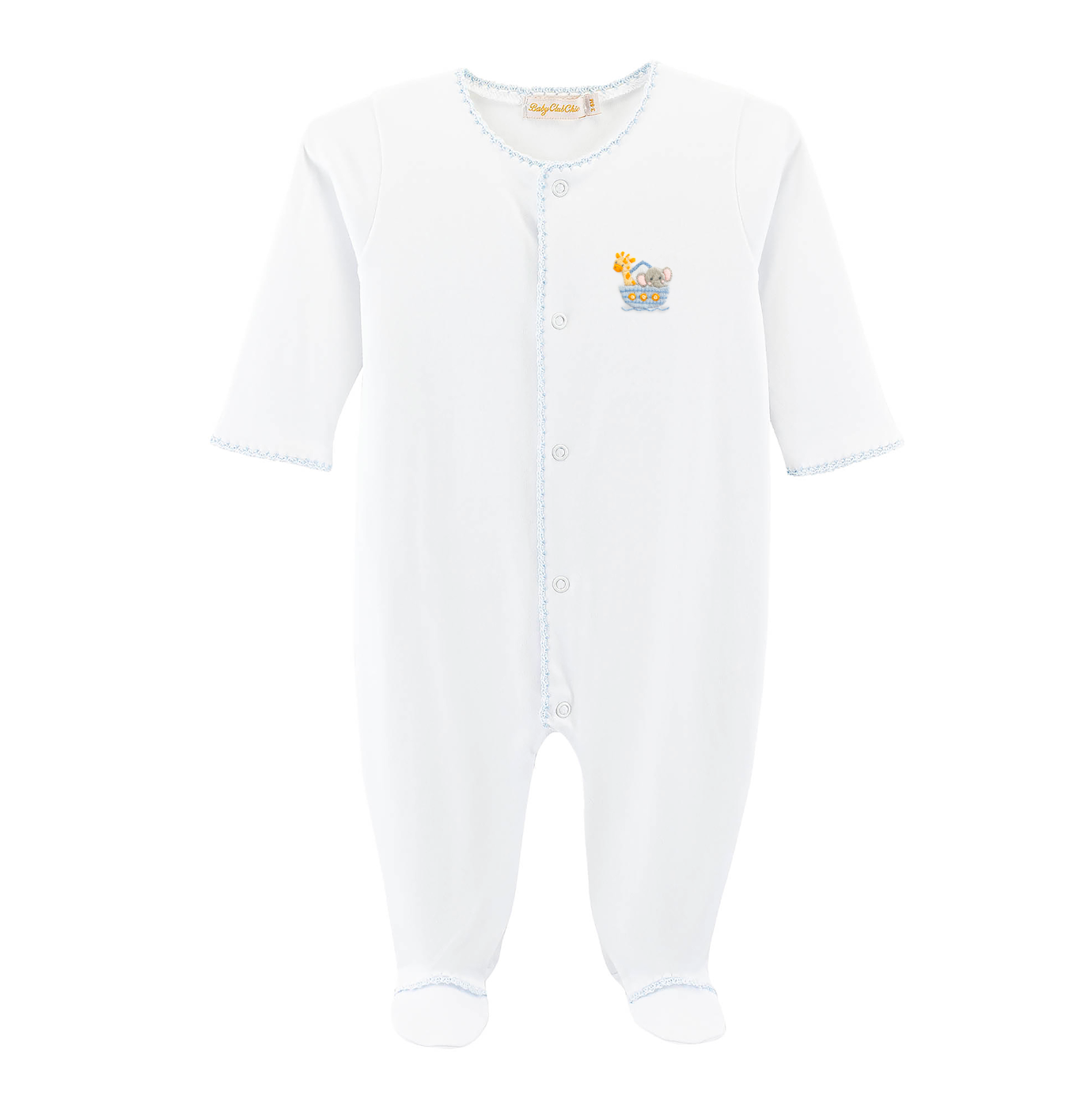 Baby Club Chic - Embroidered Noah's Ark - Footie - Pink or Blue