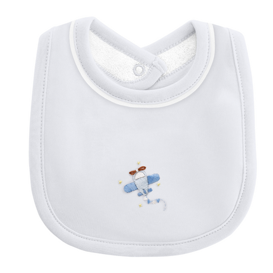 Baby Club Chic - Embroidered Airplane - Bib - Blue
