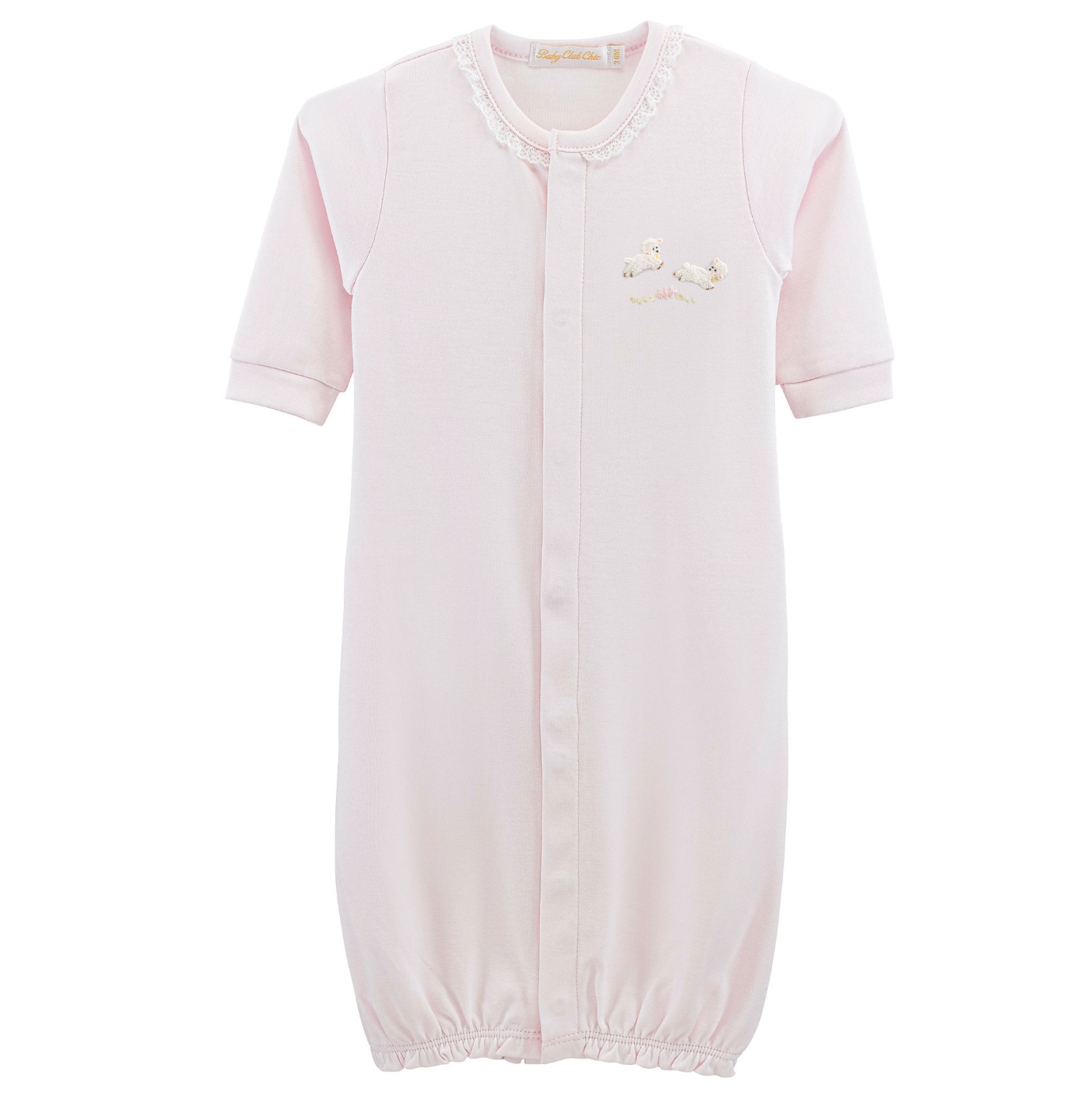 Baby Club Chic - Embroidered Baby Lambs - Converter Gown - Blue or Pink