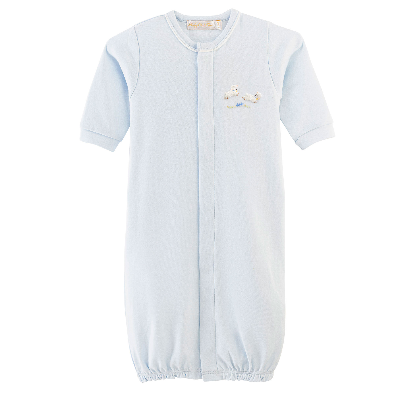 Baby Club Chic - Embroidered Baby Lambs - Converter Gown - Blue or Pink