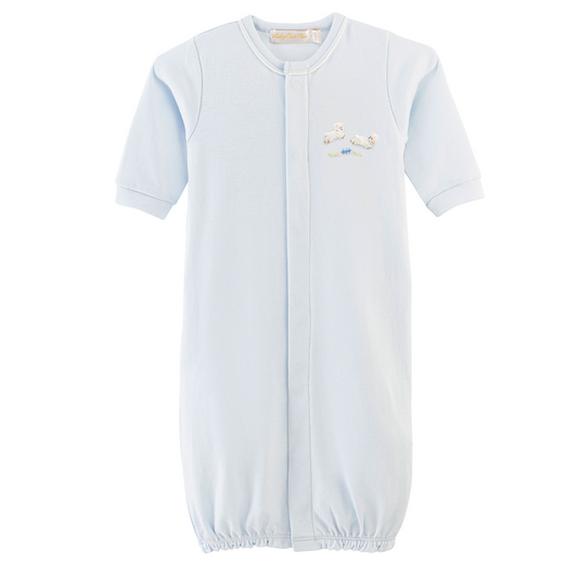 Baby Club Chic - Embroidered Baby Lambs - Converter Gown - Blue or Pink