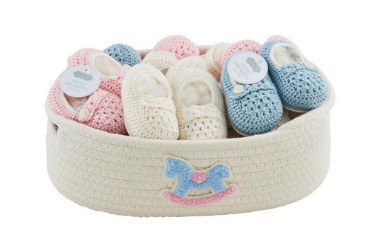 Baby Booties - Blue, Pink, White