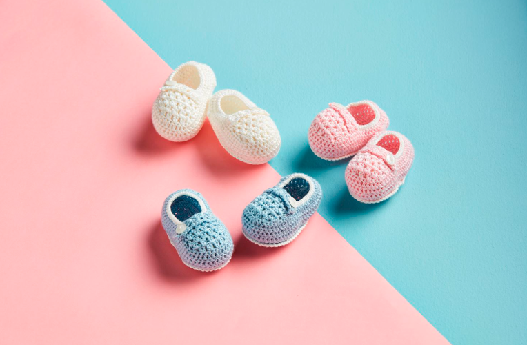 Baby Booties - Blue, Pink, White