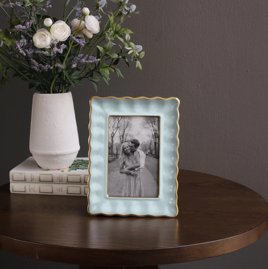 Beatriz Ball - Blue Scalloped Frame with Gold Trim