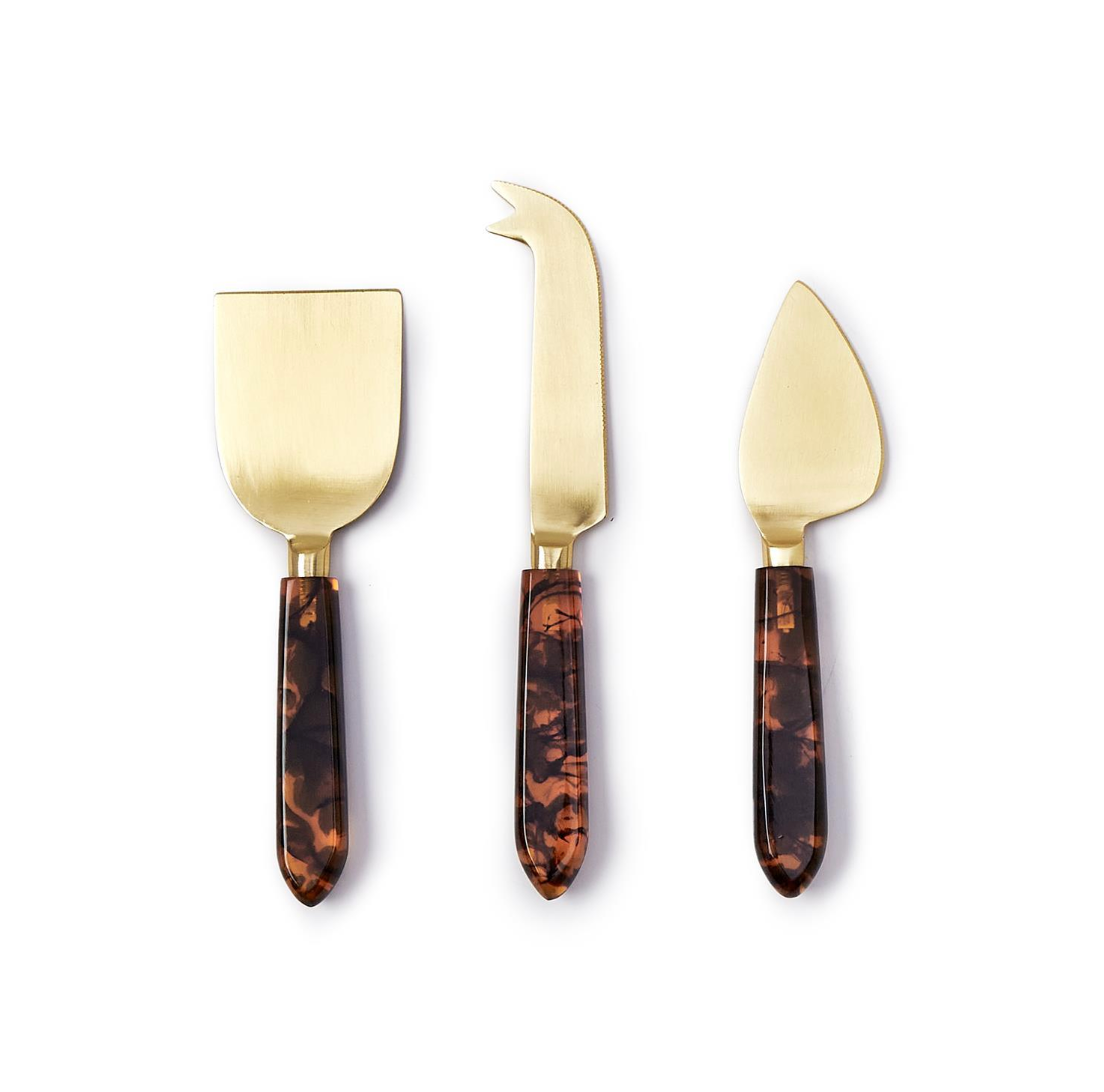 Tortoise Swirl Cheese Knives - Set of 3
