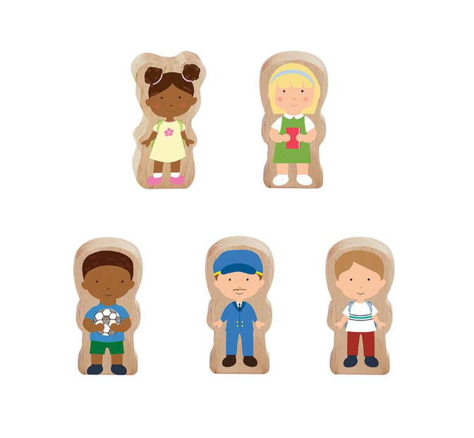 Wood Vehicle with Passengers - Yellow Bus or Pink Car