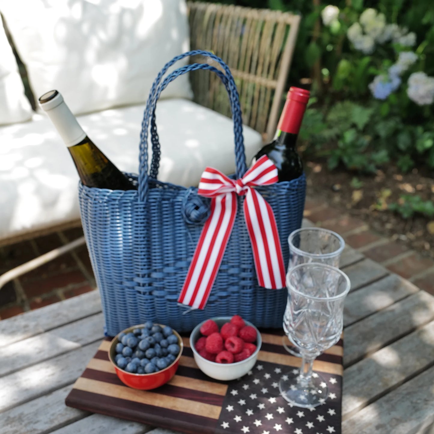 Lilley Line - Handmade Blue Woven Tote