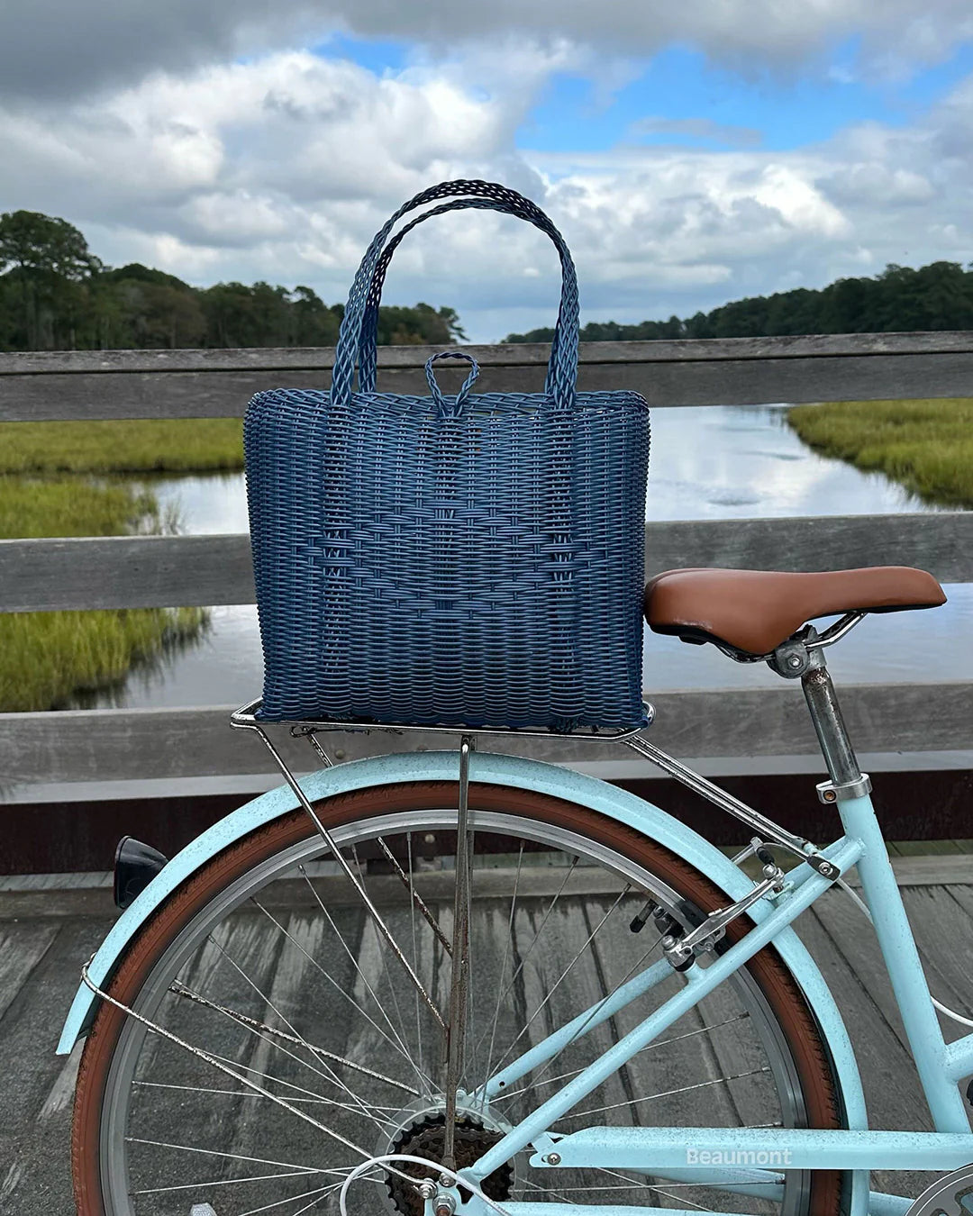 Lilley Line - Handmade Blue Woven Tote