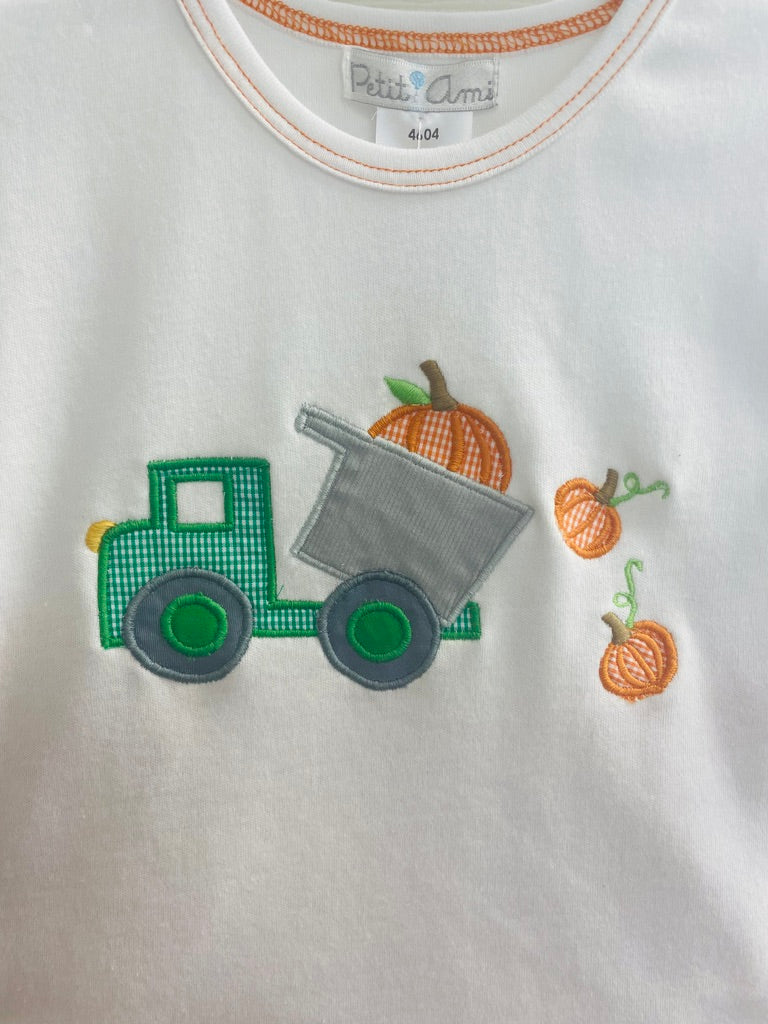 Tshirt with Green Gingham Tractor and Orange Gingham Pants