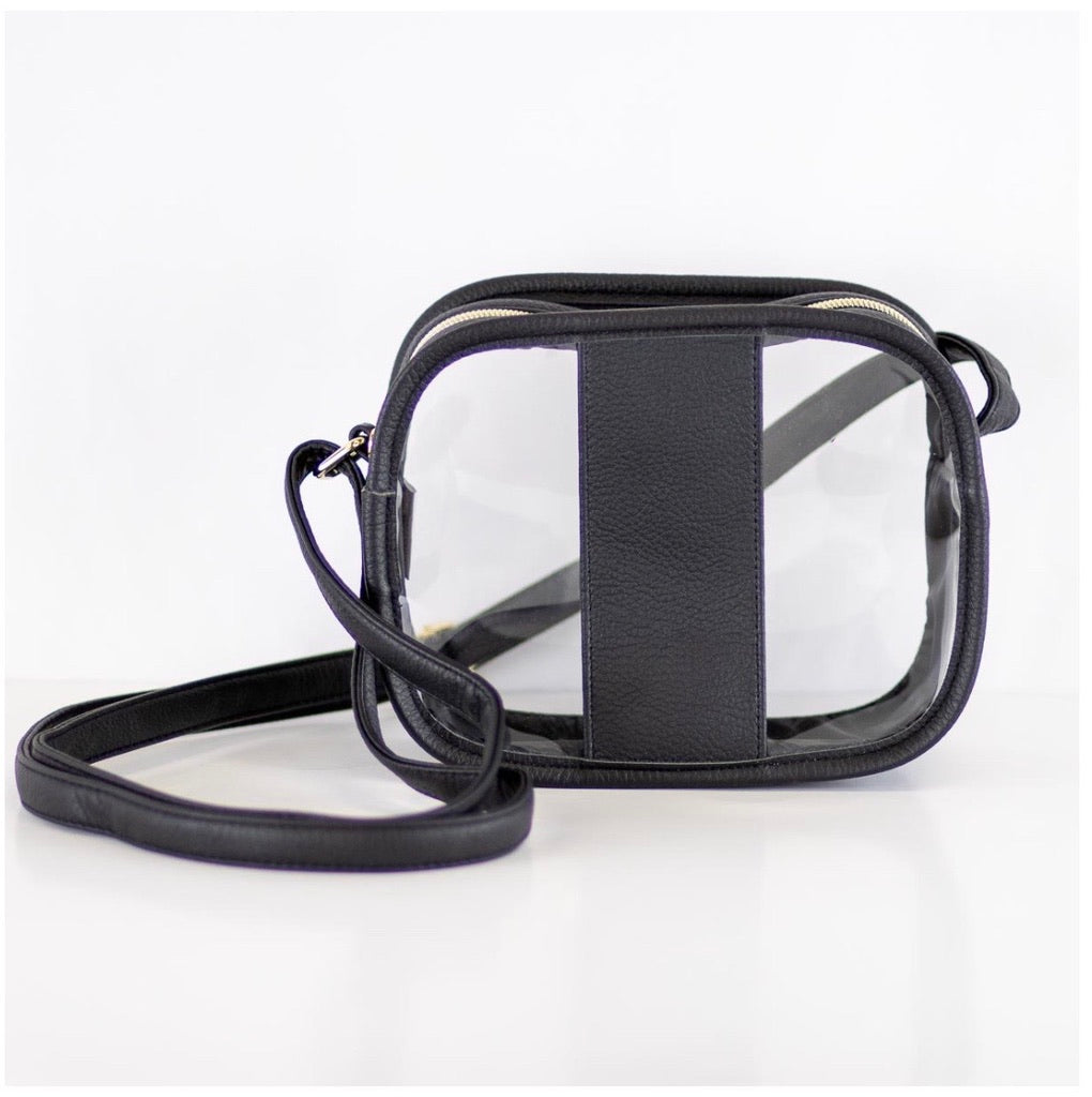 Clear Cross Body Stadium Bag in Black