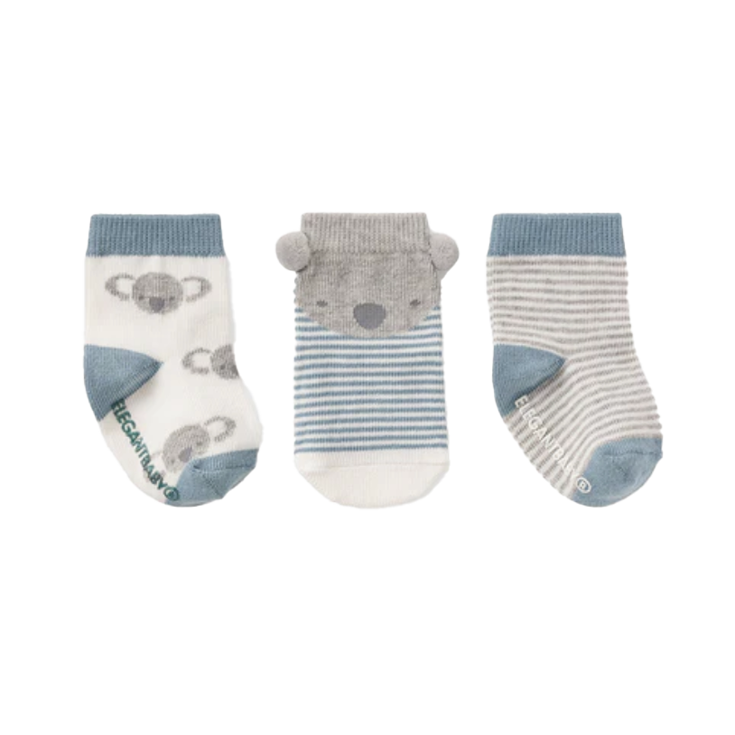 Elegant Baby - Koala Non Slip Baby Socks Set of 3