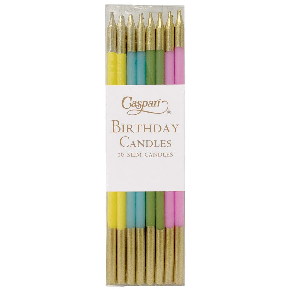 Caspari - Slim Birthday Candles - Multiple Colors
