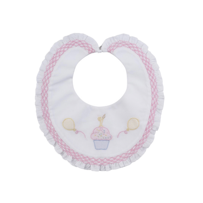 Pink Birthday Bib with Cupcake