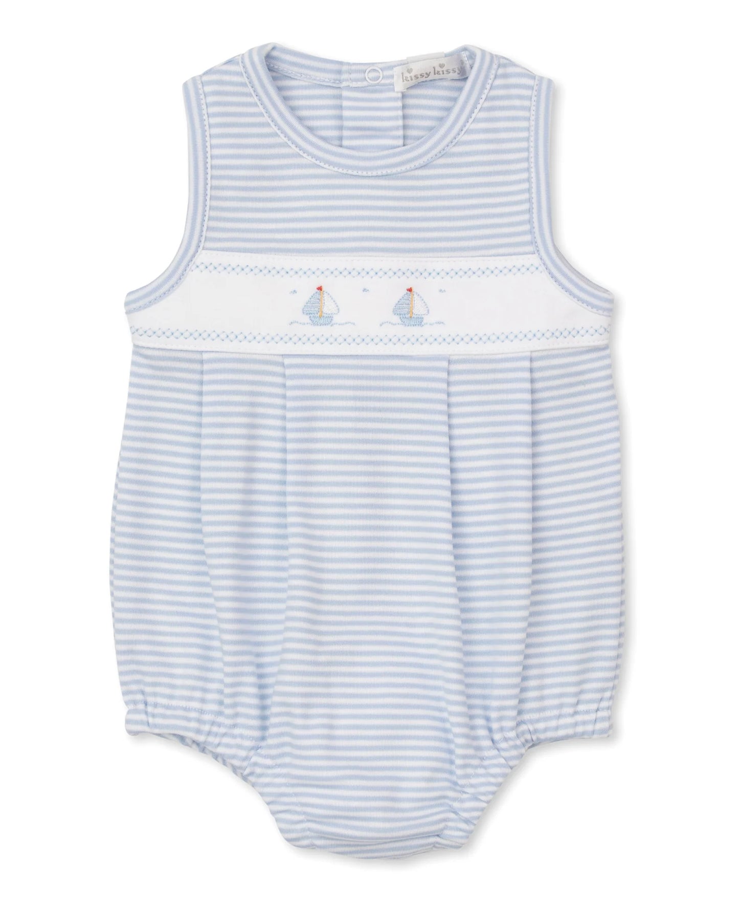 Embroidered Sailboat Outfit with Stripes - Pink or Blue - Baby Clothes