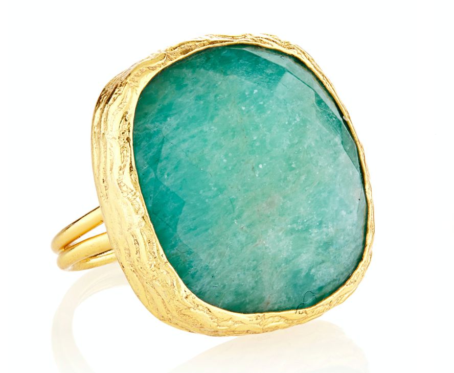 Large Square Aqua Stone Ring