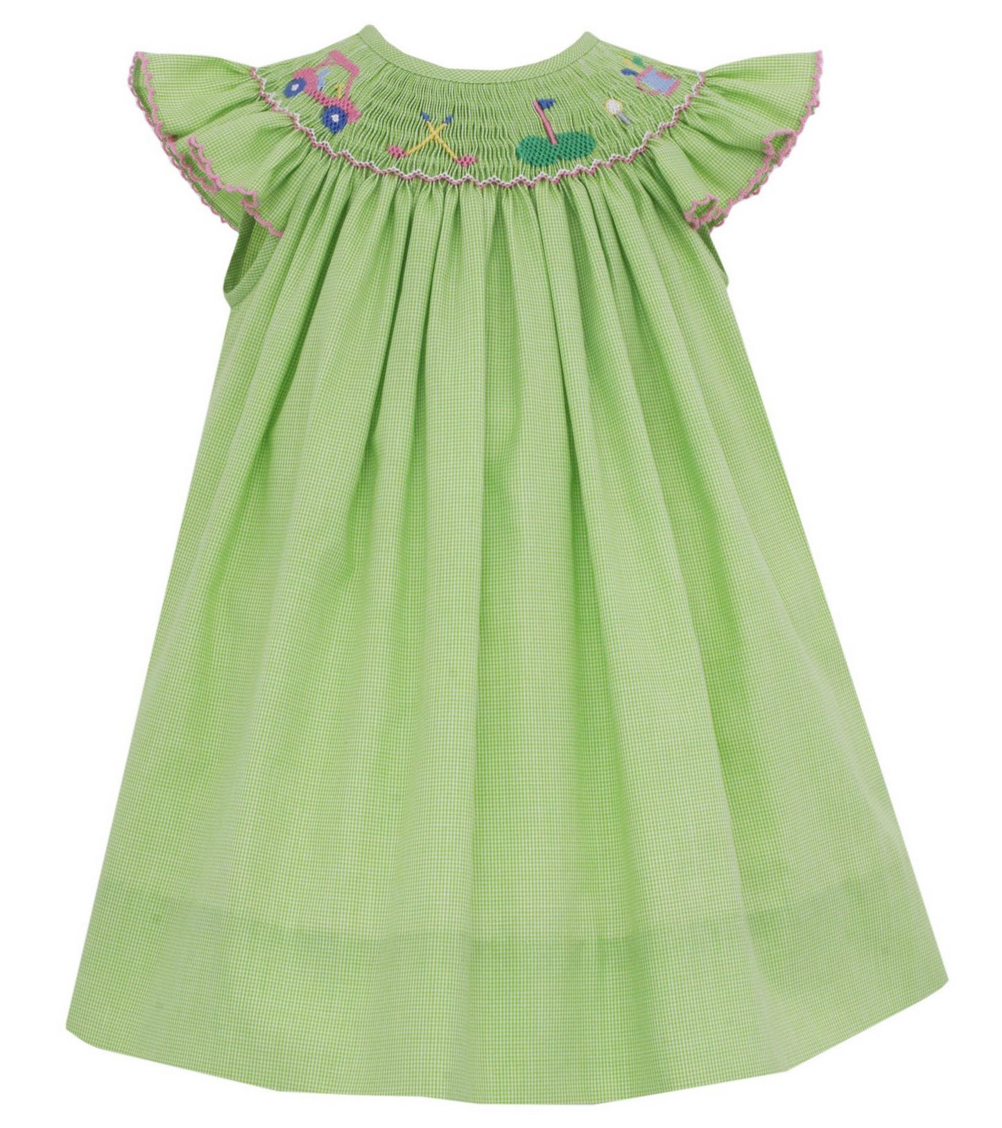 Petit Bebe - Green golf smocked dress