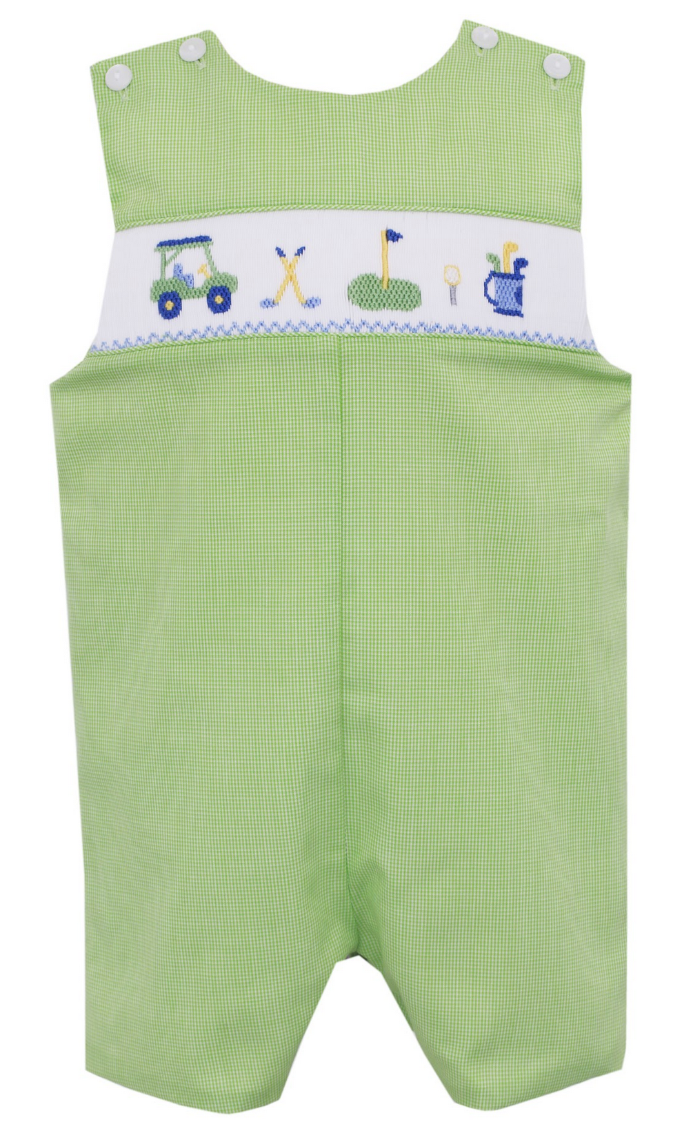 Petit Bebe - Green boys smocked golf jon jon