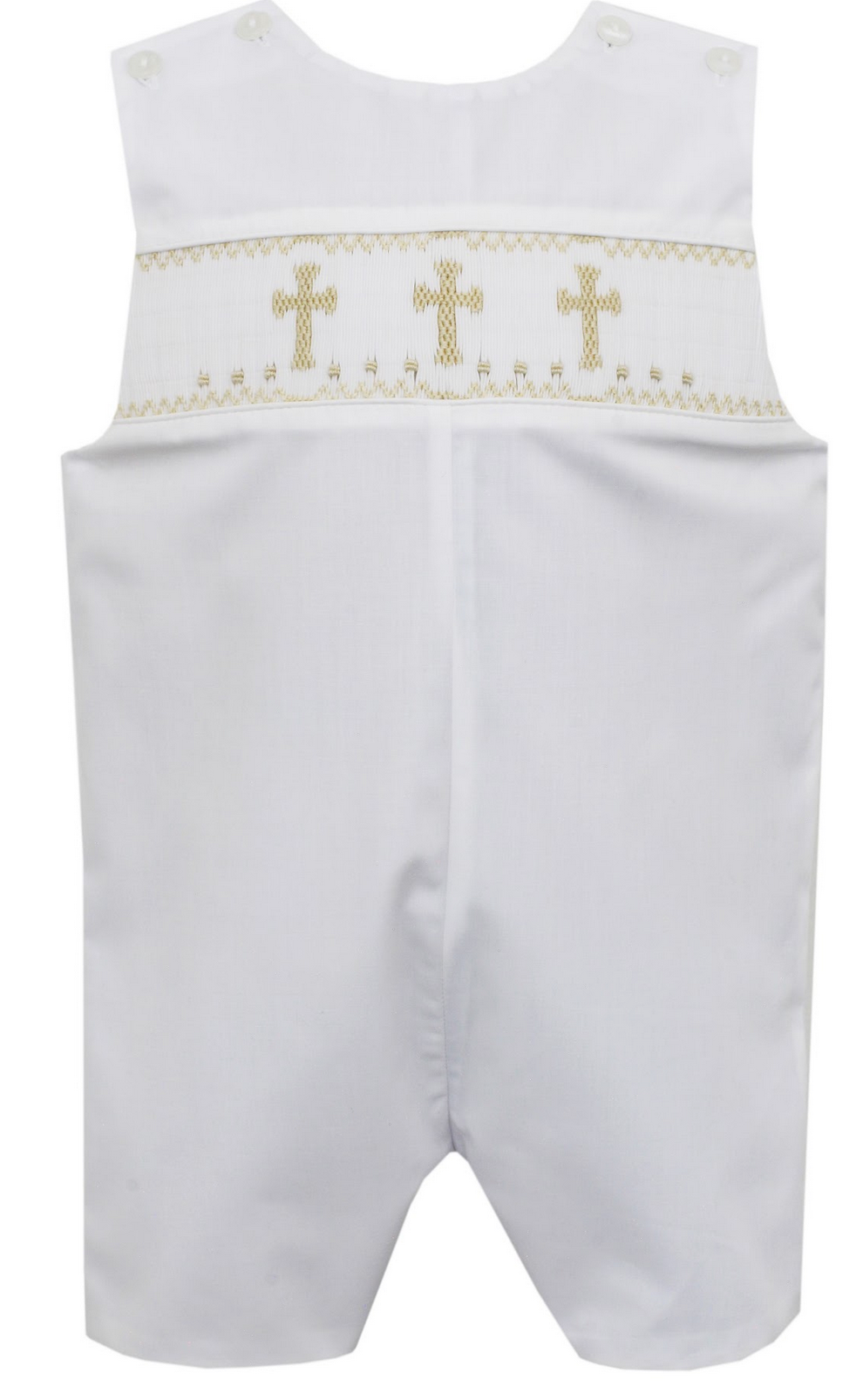 Petit Bebe - White smocked crosses john john